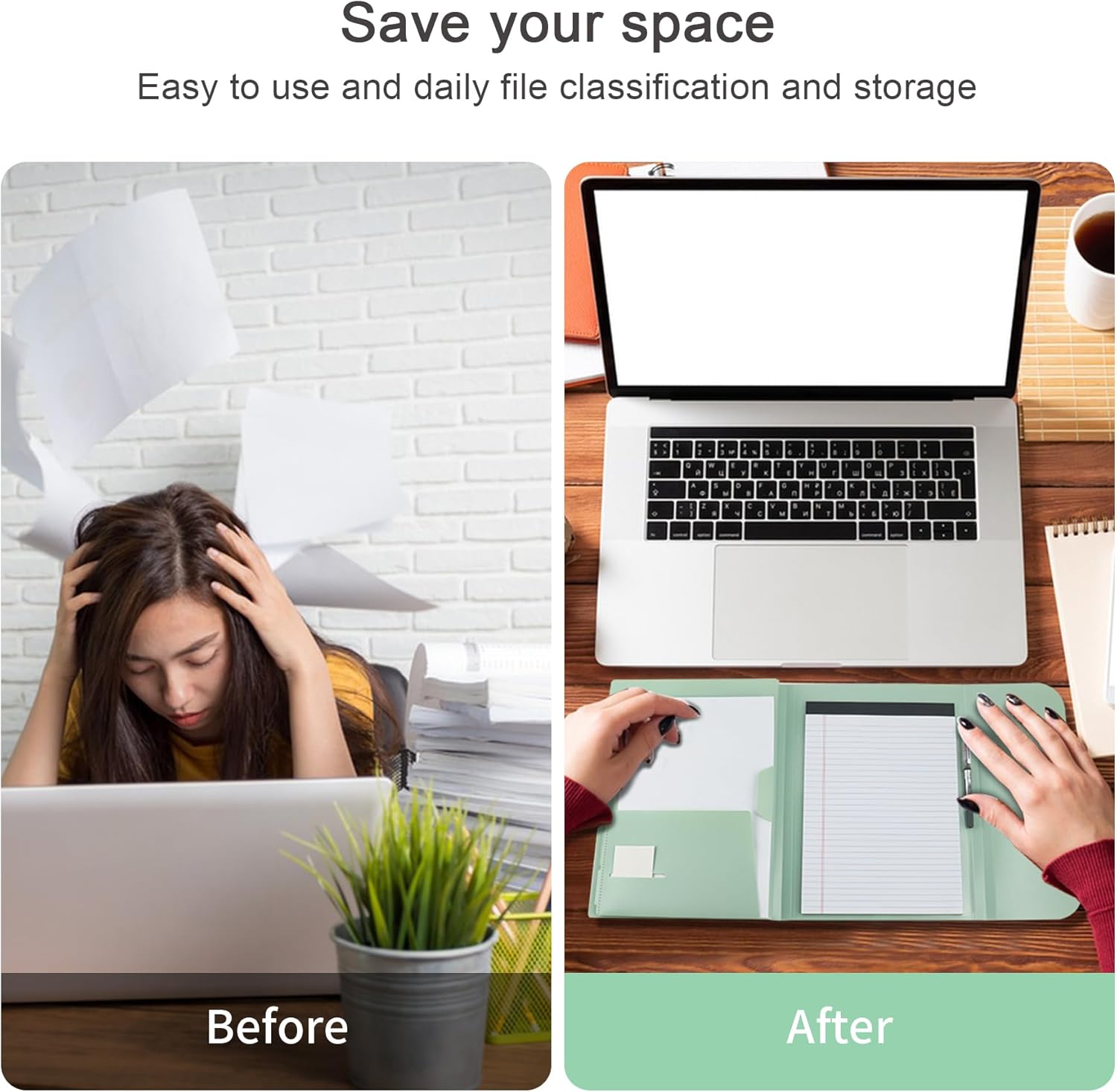 Accordion File Organizer, 6 Pockets Versatile Document Organizer for Letter Size/A4 Paper/Receipts with One Notebook, Green Expanding File Folder for Office/School/Home/Travel - Image 5