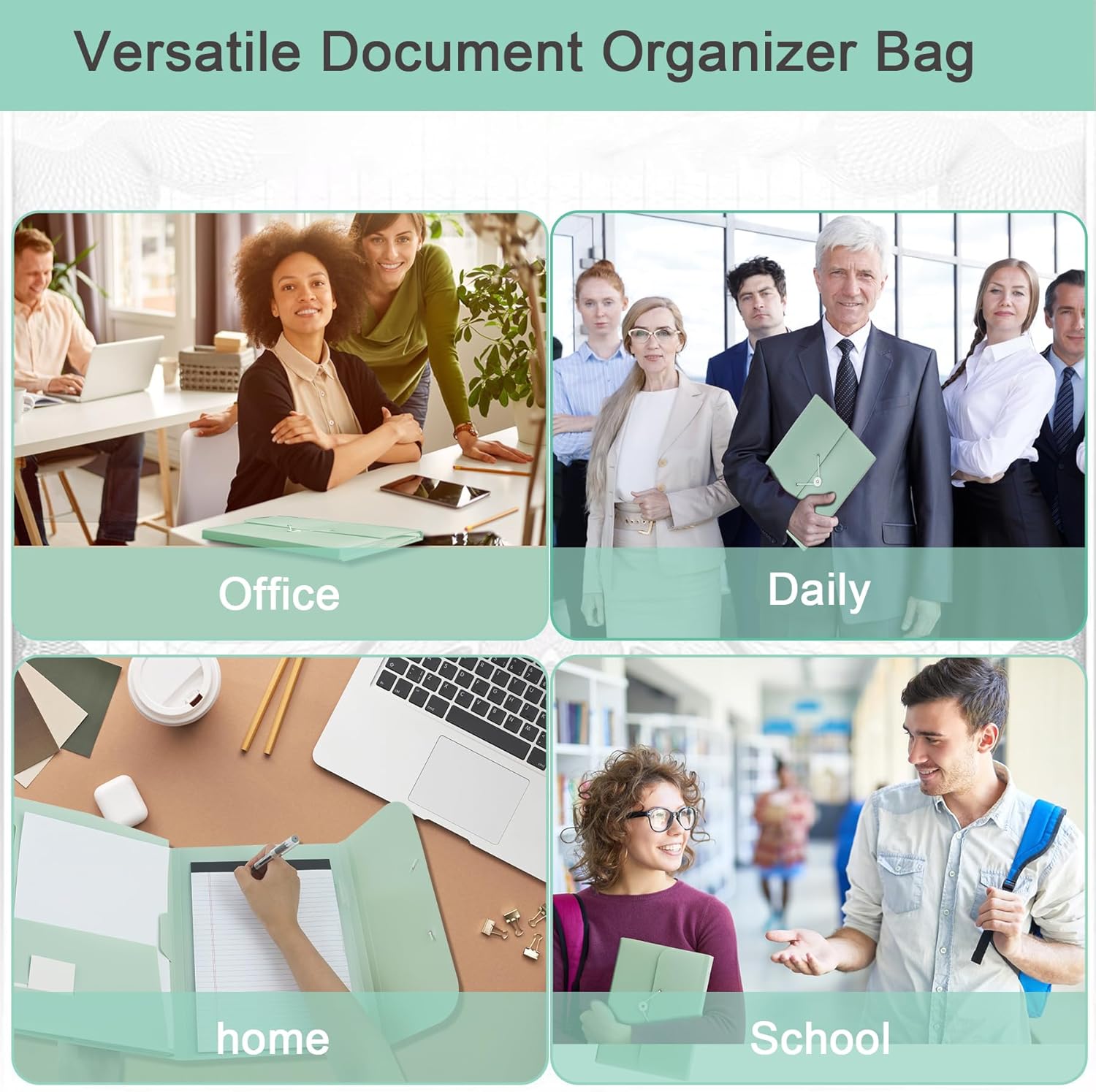 Accordion File Organizer, 6 Pockets Versatile Document Organizer for Letter Size/A4 Paper/Receipts with One Notebook, Green Expanding File Folder for Office/School/Home/Travel - Image 6