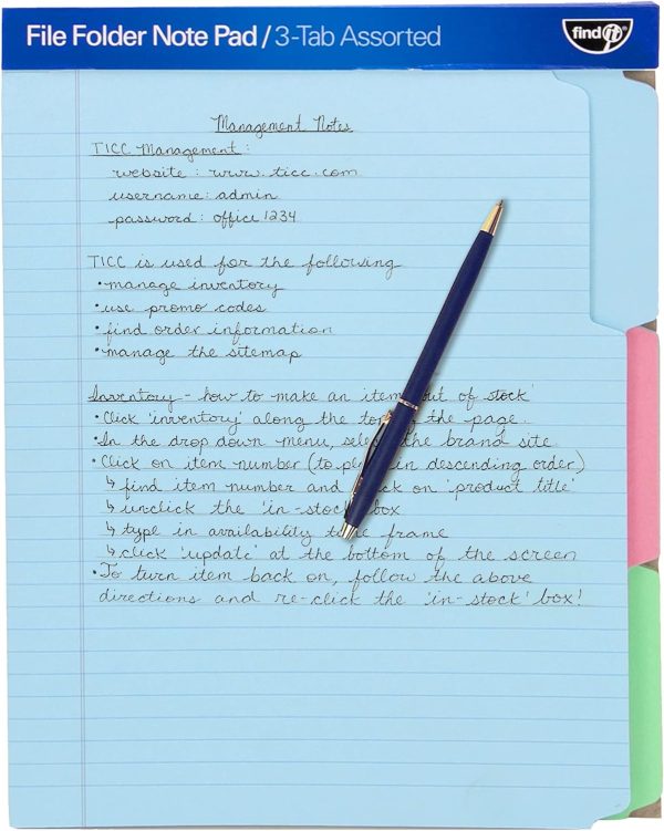 Find It File Folder Notepad - Pack of 12-9.5 x 12.5 Inch Notebook Organizer Folders for Filing, Document, and Clipboard Organization - Assorted Colors