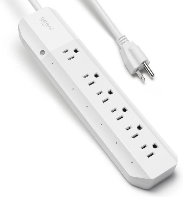 Geeni Surge 6-Outlet Smart Extension Cord, Surge Protector and Cord Extender, Works with Alexa, Google Assistant, Requires 2.4 GHz WiFi, 3 Feet