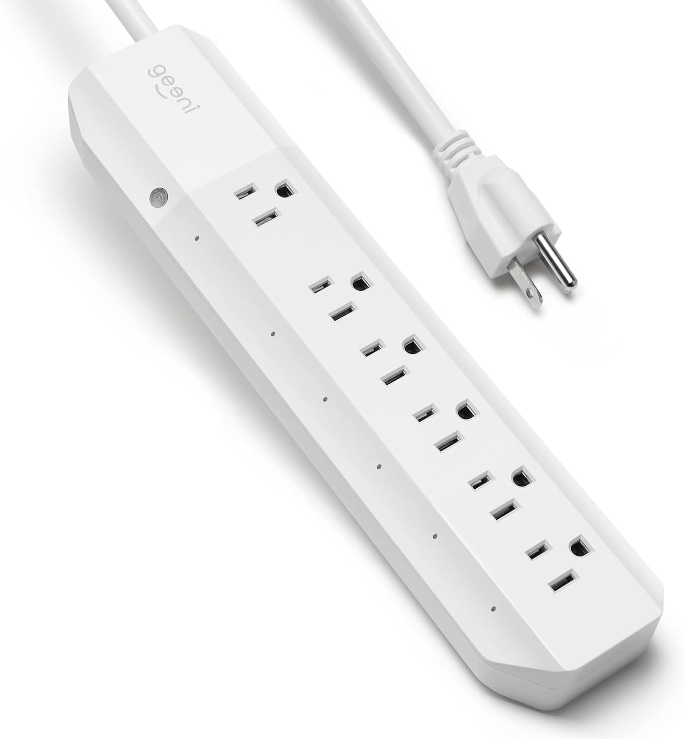 Geeni Surge 6-Outlet Smart Extension Cord, Surge Protector and Cord Extender, Works with Alexa, Google Assistant, Requires 2.4 GHz WiFi, 3 Feet