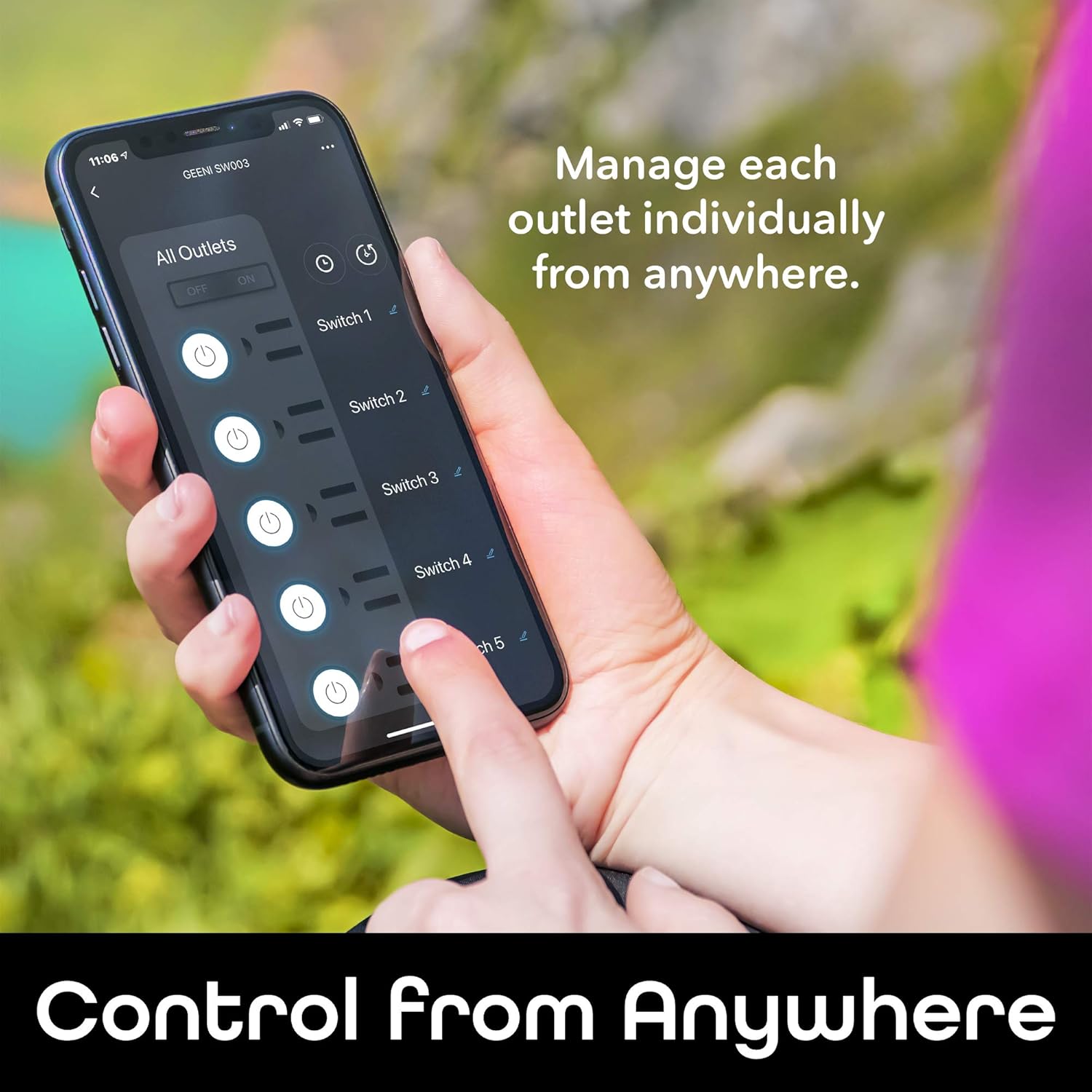 Geeni Surge 6-Outlet Smart Extension Cord, Surge Protector and Cord Extender, Works with Alexa, Google Assistant, Requires 2.4 GHz WiFi, 3 Feet - Image 3