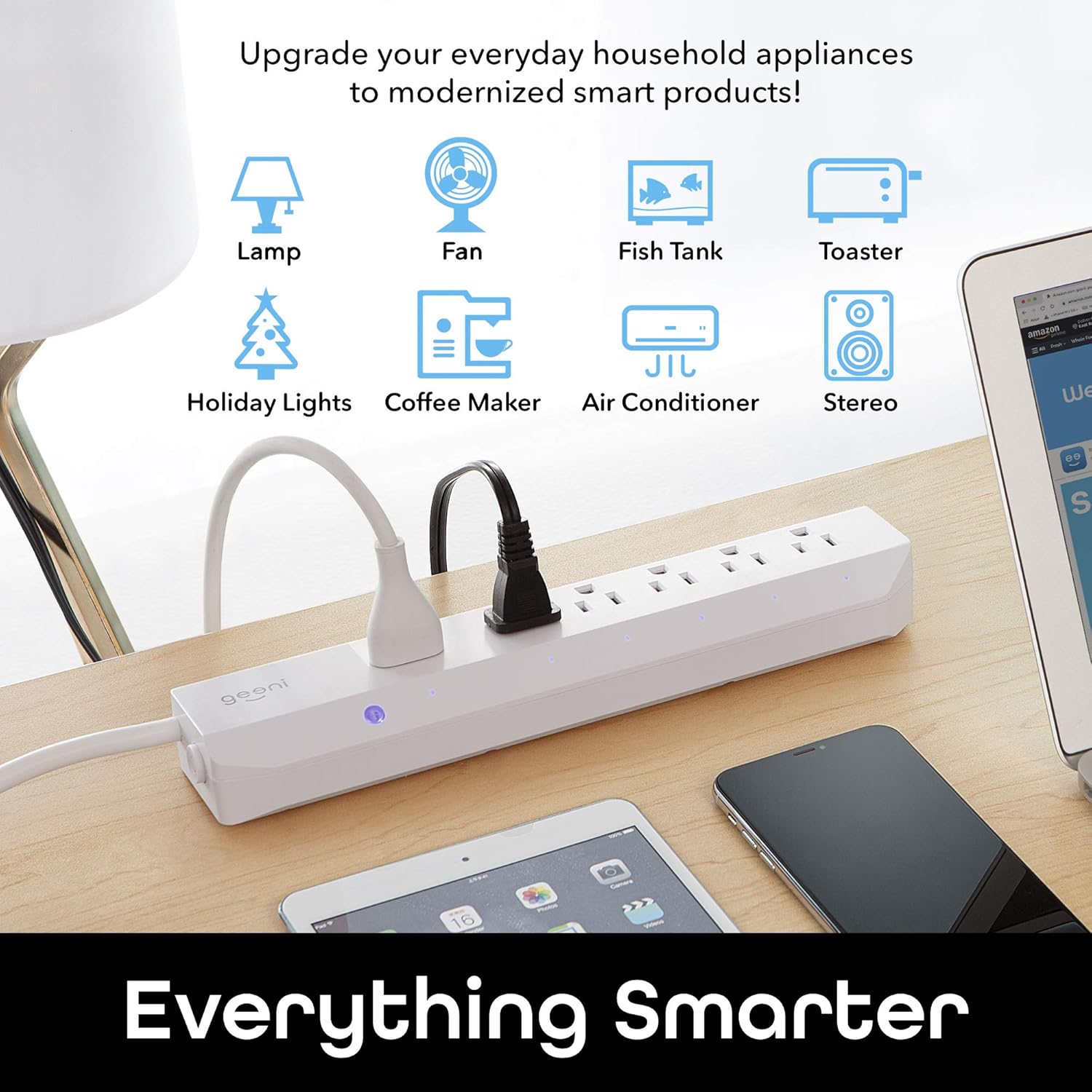 Geeni Surge 6-Outlet Smart Extension Cord, Surge Protector and Cord Extender, Works with Alexa, Google Assistant, Requires 2.4 GHz WiFi, 3 Feet - Image 6