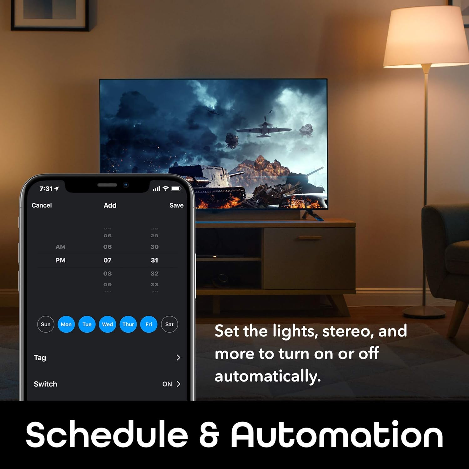 Geeni Surge 6-Outlet Smart Extension Cord, Surge Protector and Cord Extender, Works with Alexa, Google Assistant, Requires 2.4 GHz WiFi, 3 Feet - Image 8