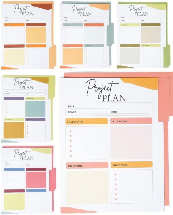 Lamare Project File Folders 24 Pack - Cute File Folders Colored, Project Management Tools, Job Folder - Reversible 6 Colors Project Folder, Project Management Organizer, Office Folders - 11.5” x 8.9”