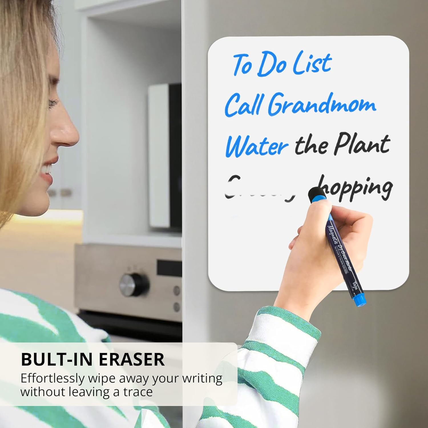 Magnetic Dry Erase Whiteboard Markers, 8 Count Colorful Fine Tip Thin Dry Erase Markers with Eraser for Home Office School Supplies-Brilliant - Image 5