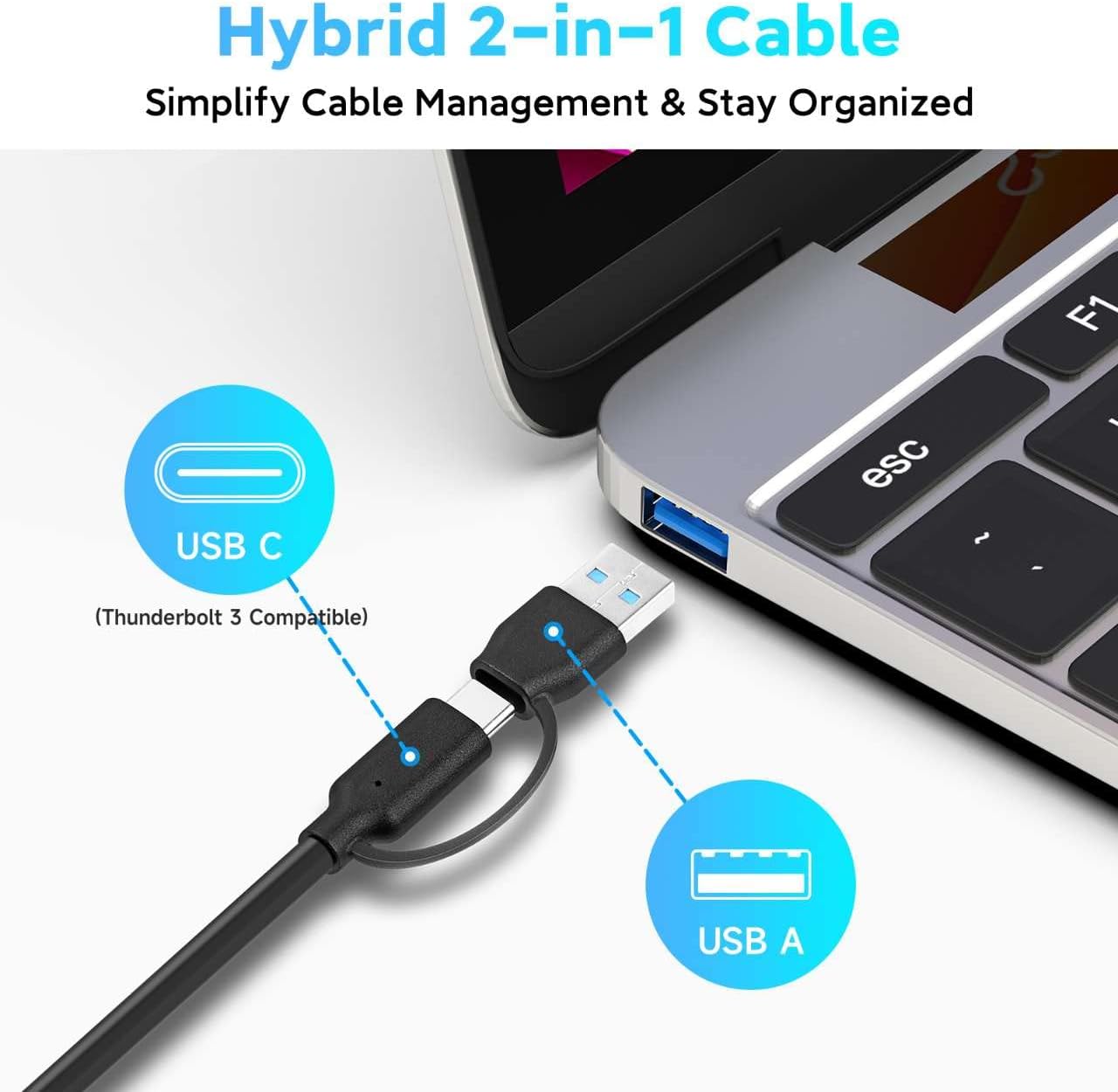Powered USB 3.0 /USB C Hub, ikuai Aluminium 7-Port USB Hub Splitter with AC Adapter LED Individual On/Off Switches and 3.3ft Extended Long Cable for Laptop, Mac, PC, Flash Drive, Mobile HDD - Image 3