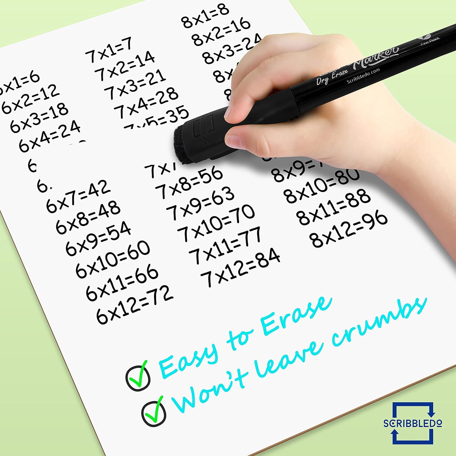 Scribbledo Magnetic Dry Erase Markers Fine Tip Black Color Low Odor Whiteboard Markers with Eraser Cap Thin Skinny White Board Markers for Adults Students Teachers Kids Art Home & School (4 Pack) - Image 3